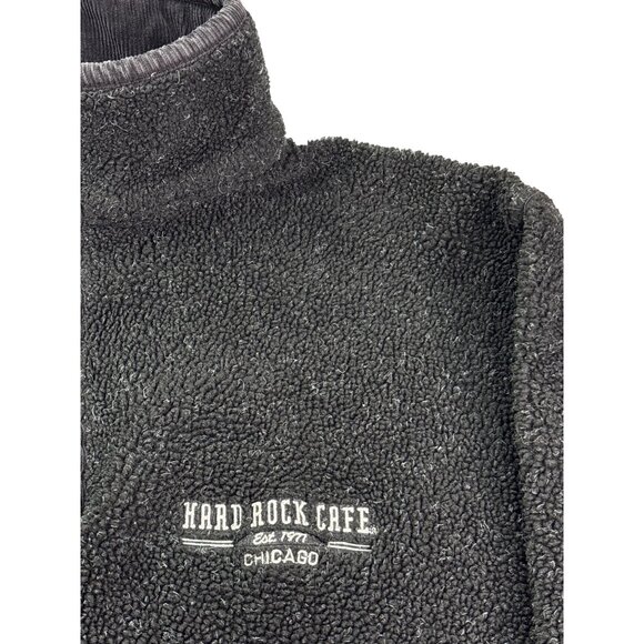 Hard Rock Cafe Chicago Mens Black Fleece Pullover Sweatshirt Size X-Large Snaps - Picture 3 of 7